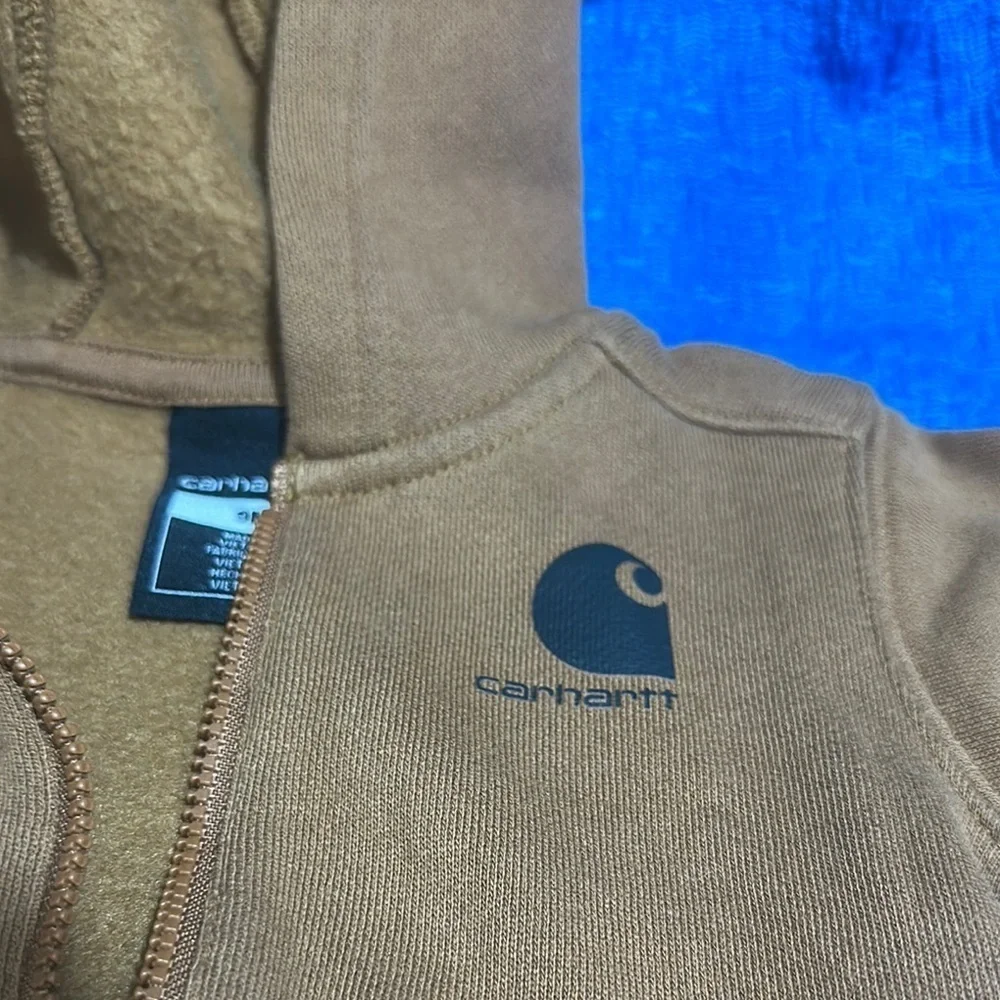 Carhartt Brown Fleece Hoodie with Half-Zip